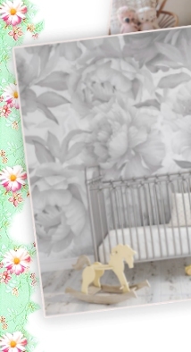 Soft Gray Peonies Floral Wallpaper Mural baby girl garden nursery decorating ideas