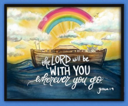 noahs ark wall art Watercolor print- The Lord is with you - Noah's Ark - Bible Verse