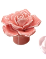 Ceramic Rose Cabinet Knobs flower garden Girls Room Dresser knobs