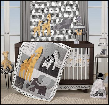 Me & Mama Crib Bedding Set - Gray, White, Animals, Safari baby nursery decor jungle nursery decorating