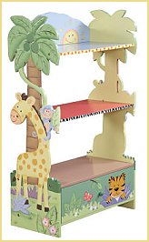 Sunny Safari Animal Wooden 3 Shelves Kids Bookshelf 