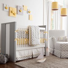 Zig Zag Crib Bedding Collection presents a crisp, clean, and youthful crib bedding set! The striking zigzag pattern and choice of yellow or black accents adds character to the room. Including all of your baby's bedding needs, our set is complete. The soft cotton fabric is machine washable for your convenience! Choose from our many coordinating accessories to complete the look. A beautiful nursery indeed! 