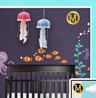 jelly fish hanging decorations underwater nursery decor fish wall decal stickers ocean baby bedroom ideas
